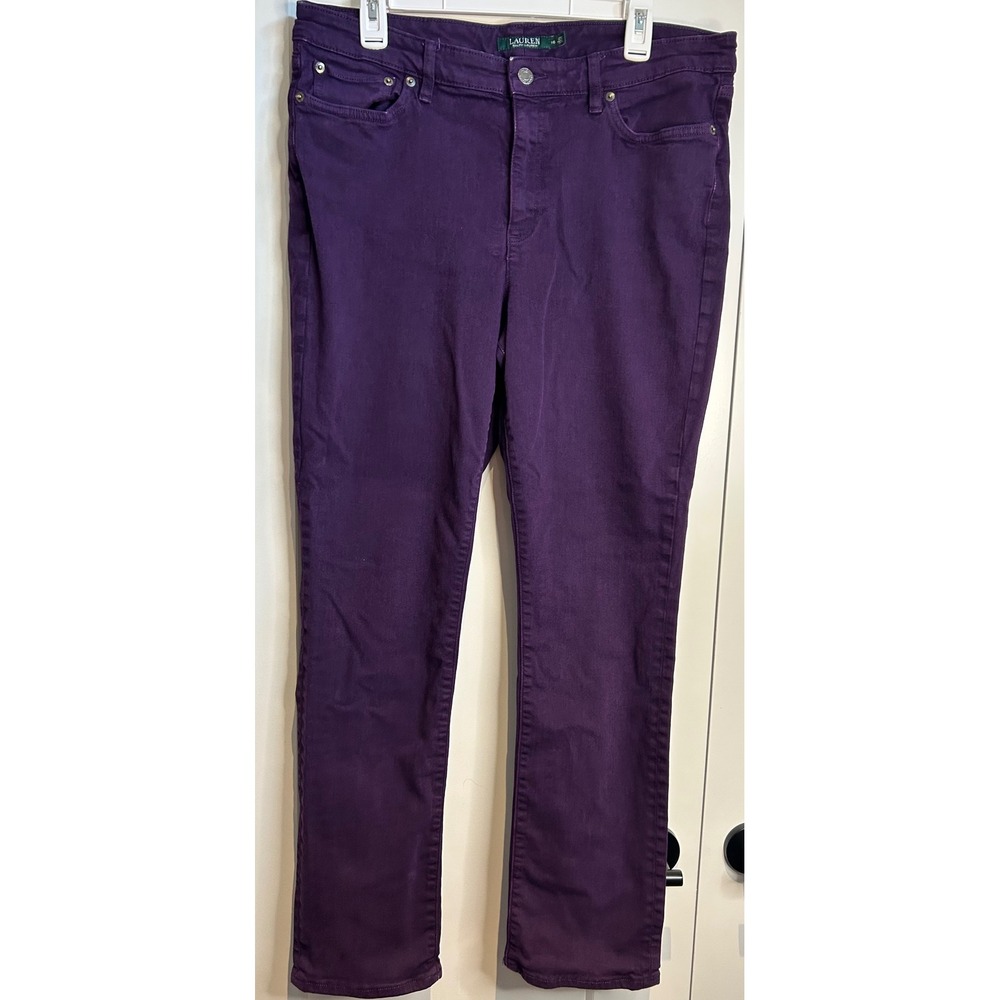Lauren Ralph Lauren Purple Straight Leg Stretch Pants Womens 16 Mid Rise